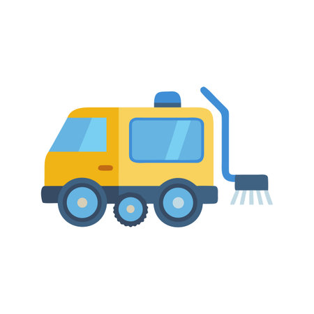Abstract sweeper machine illustration isolated on black background for cleaning or sanitationのイラスト素材