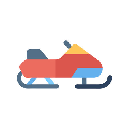 Illustration of a modern, flat design snowmobile against a black backgroundのイラスト素材