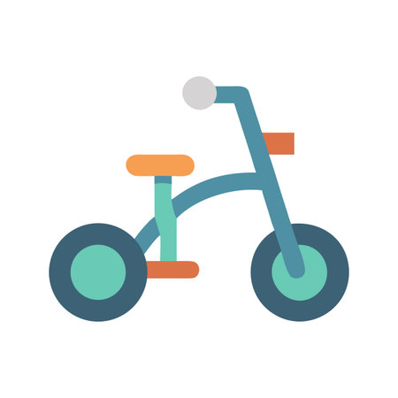 Simple Tricycle Illustration in Flat Style on Black Background, Child's Toyのイラスト素材