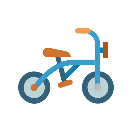 A child's blue tricycle on a black background in flat art styleのイラスト素材