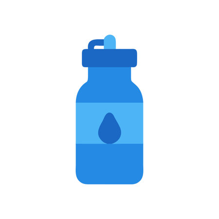 Blue water bottle illustration showing hydration with a minimalist aesthetic on blackのイラスト素材