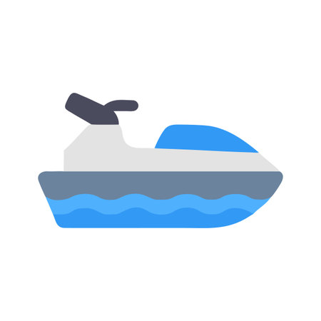 Isolated Flat Jet Ski Illustration on a Black Background: Stock Vector Graphicのイラスト素材