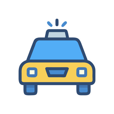 Flat illustration of a police car viewed from the front with a sirenのイラスト素材