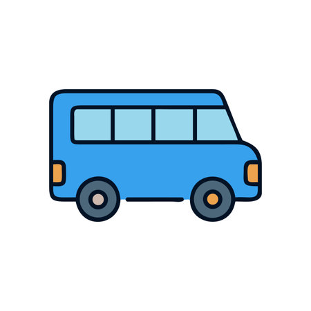 Flat vector illustration of a blue van against a plain black background