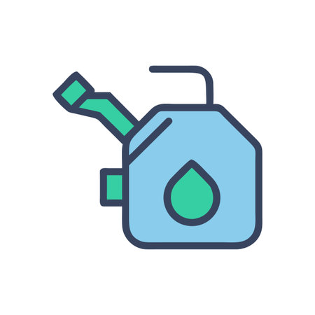Gas can illustration in a simple flat design style against a black background