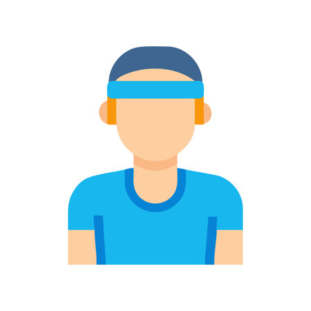 Blue athletic shirt and headband: Minimalist graphic of an active individual in sportswearのイラスト素材