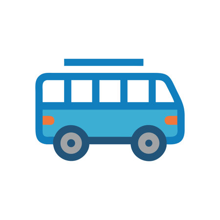 Retro blue van icon isolated on black background for transportation themesのイラスト素材