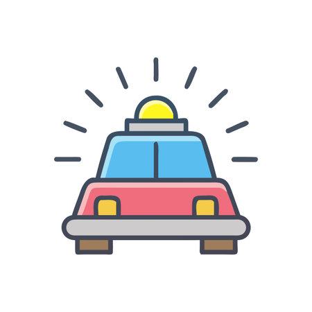 Emergency vehicle icon with flashing light on black background, vector illustrationのイラスト素材