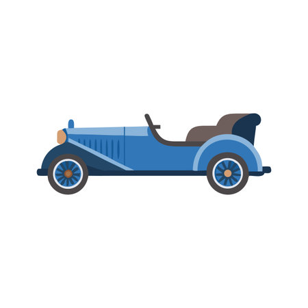 Vintage Blue Roadster Illustration: Retro Car Design on Black Backgroundのイラスト素材