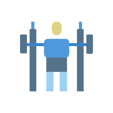 Flat design illustration of a person lifting weights in a squat rackのイラスト素材