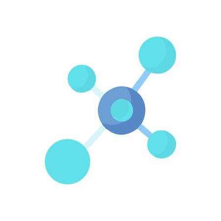 Abstract molecule or connection node illustration in flat style on black backgroundのイラスト素材