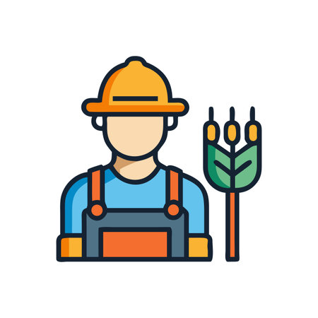 Flat vector illustration of farmer with wheat on black backgroundのイラスト素材