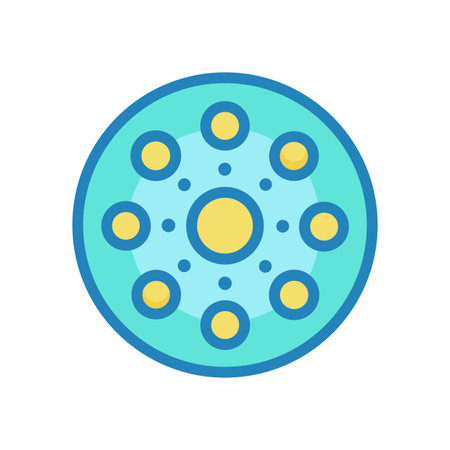 Circular diagram of connected nodes illustrating network connections and data flowのイラスト素材
