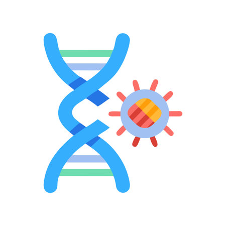 Illustration of virus near DNA strand on black background for medical conceptのイラスト素材
