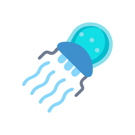 Stylized Jellyfish Illustration in Flat Design on Black Background for Marine Themeのイラスト素材