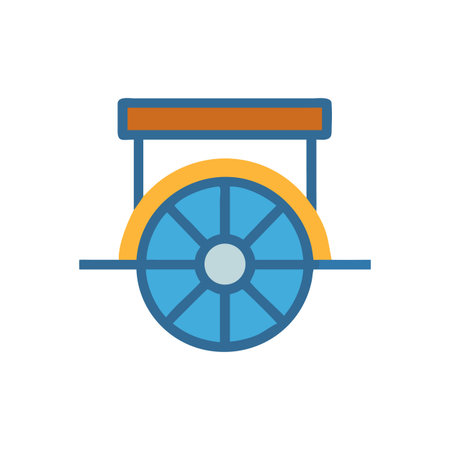 Simple, flat vector illustration of an antique rickshaw with bright color schemeのイラスト素材
