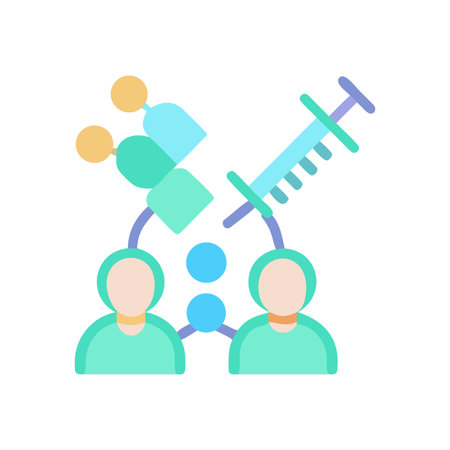 Vaccination Network Illustration: Flat Design Medical Concept for Healthcare and Protectionのイラスト素材
