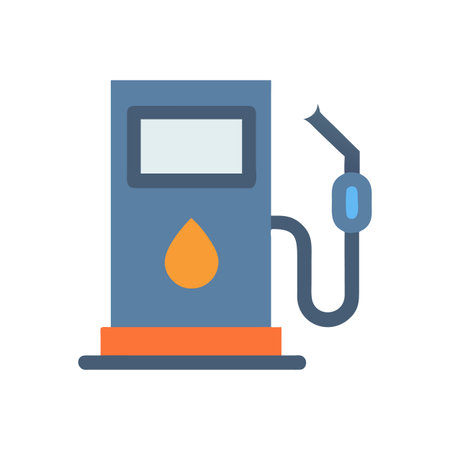 Simple gas station pump on a black background in cartoon styleのイラスト素材