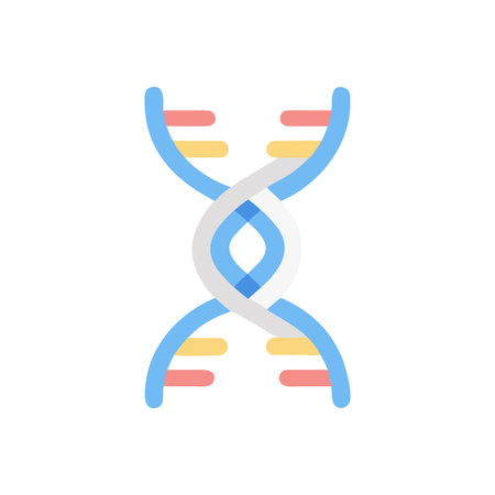 Stylized flat illustration of a DNA double helix on a black backgroundのイラスト素材
