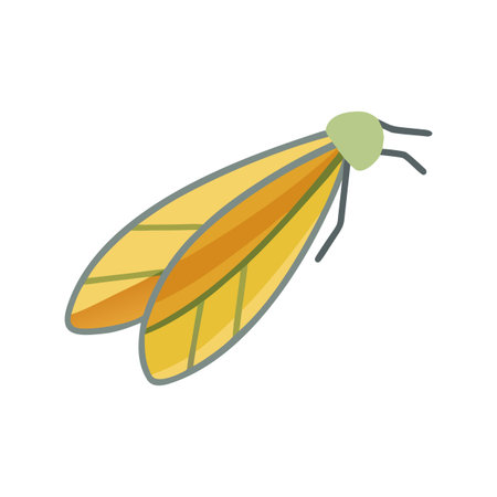 Stylized Yellow Moth Illustration on Black Background for Nature-Themed Designsのイラスト素材