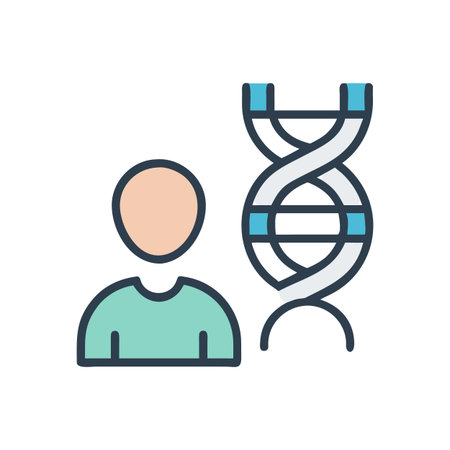 Minimalist graphic of abstract human figure next to a DNA double helixのイラスト素材