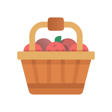 Minimalistic basket filled with apples illustration on a black background for designsのイラスト素材