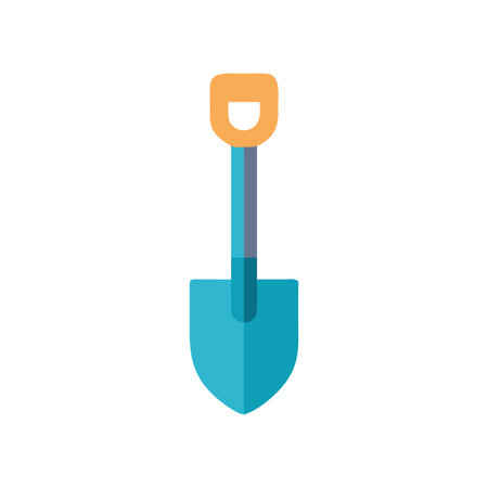Minimalist illustration of a blue shovel with a tan handle on black backgroundのイラスト素材