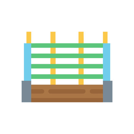 Simple wooden fence illustration with horizontal bars and posts on black backgroundのイラスト素材