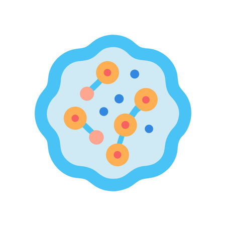Stylized representation of molecules in a cellular structure, concept illustration for scienceのイラスト素材