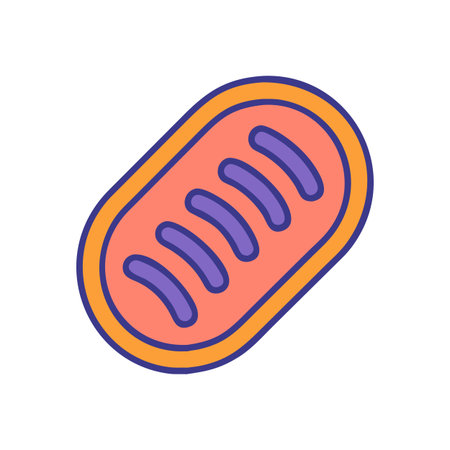 Illustration of a simplified mitochondria structure with cartoonish design on a black backgroundのイラスト素材