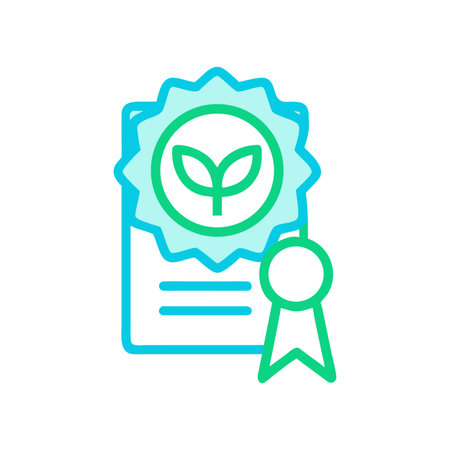 Minimalist illustration of a certified organic document with leaves on black backgroundのイラスト素材