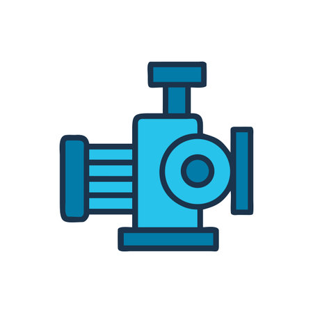 Abstract Illustration of Water Pump Machine isolated on Black Background, blue colorのイラスト素材
