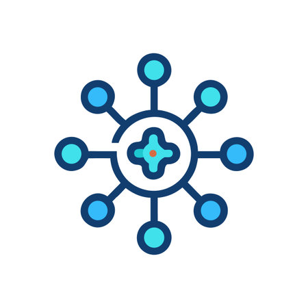 Minimalist network icon depicting connectivity and interconnectedness on black background for technology industry useのイラスト素材