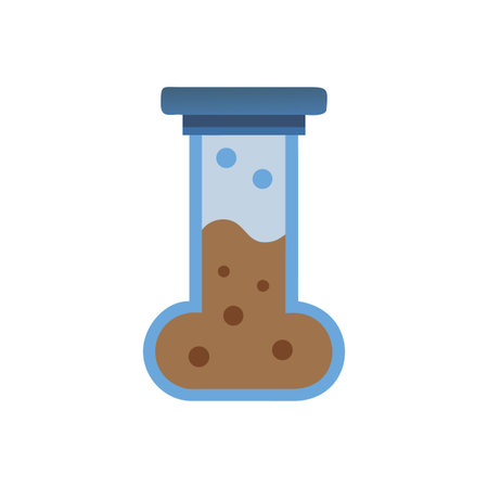 Vector illustration of a glass test tube containing brown liquid with bubblesのイラスト素材