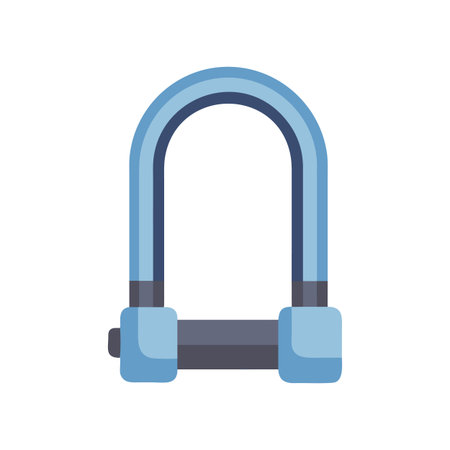 Stylized blue u-lock illustration against black backdrop, security and protection conceptのイラスト素材