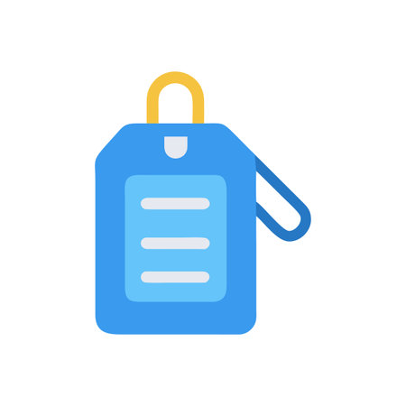 Flat Design Icon of a Blue Luggage Tag or Identification Cardのイラスト素材