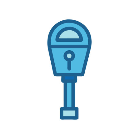 Simple Blue Parking Meter Icon on Black Background for Transportation Illustrationsのイラスト素材