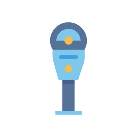 Isolated parking meter icon in flat illustration style against black backgroundのイラスト素材