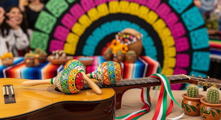 Traditional mexican maracas on a table in Mexico Latin America