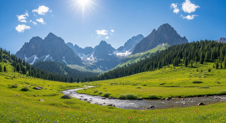 Panoramic view of the Dolomites mountain range, Italy