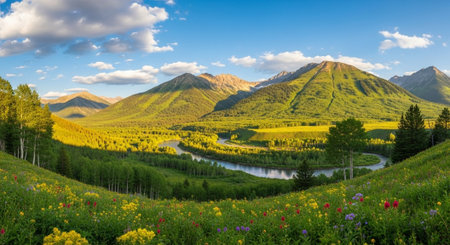 Panoramic view of the valley in the Altai mountains.の写真素材