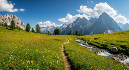 Beautiful summer panorama of the Dolomites, Italy.の写真素材