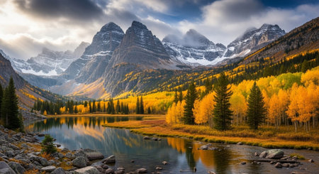 Scenic Autumn Scenery in the Rockiesの写真素材