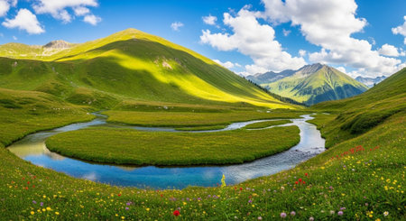 Alpine meadows in the highlands of the Svaneti region, Georgia.の写真素材