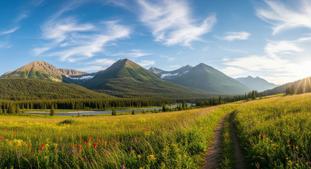 Panoramic view of Banff National Park, Alberta, Canadaの写真素材