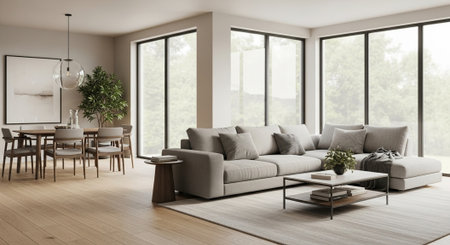 Modern bright interiors 3D rendering illustration  - computer generated image