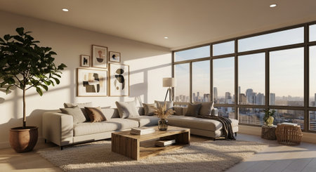 interior with sofa. 3d rendered illustration of a modern living room