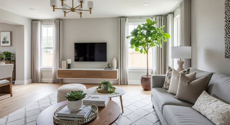 Interior of a living room in a modern house. Nobody inside