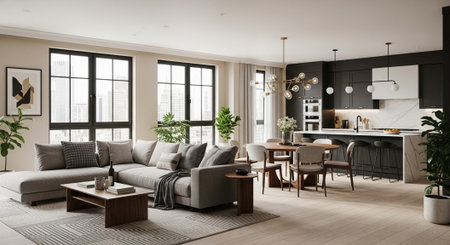Modern interior of a living room. 3d render, 3d illustration