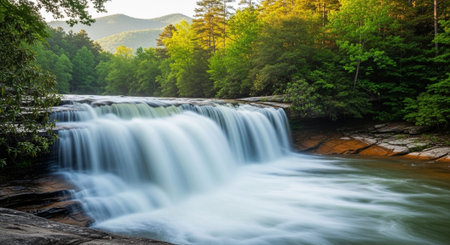 Waterfall in the forest. Beautiful landscape with waterfall in the forest.